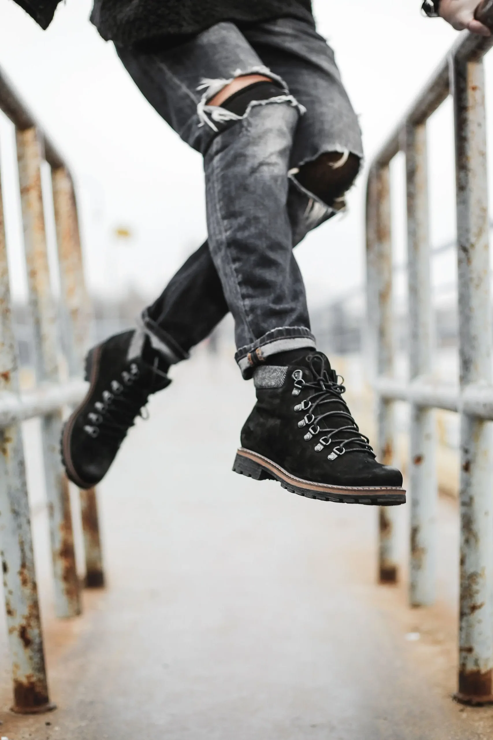 Women’s Black Nubuck Handmade Hiker Boots