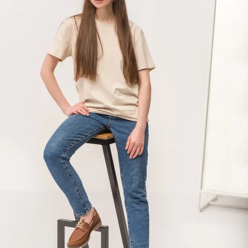 Women’s Brown Leather Boat Moccasin Loafers