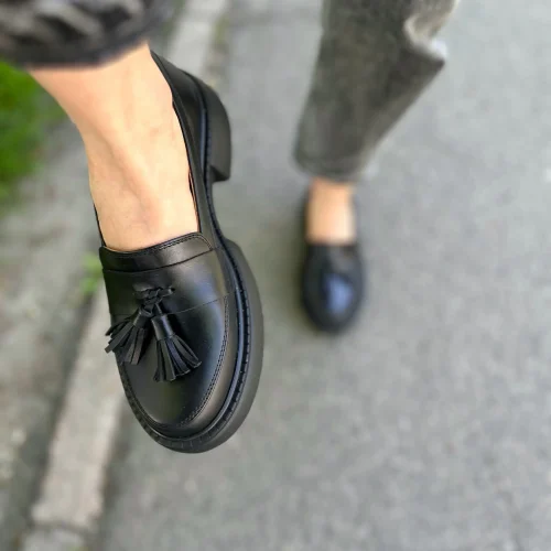 Black Tassel Loafers Women: Chunky Platform Style