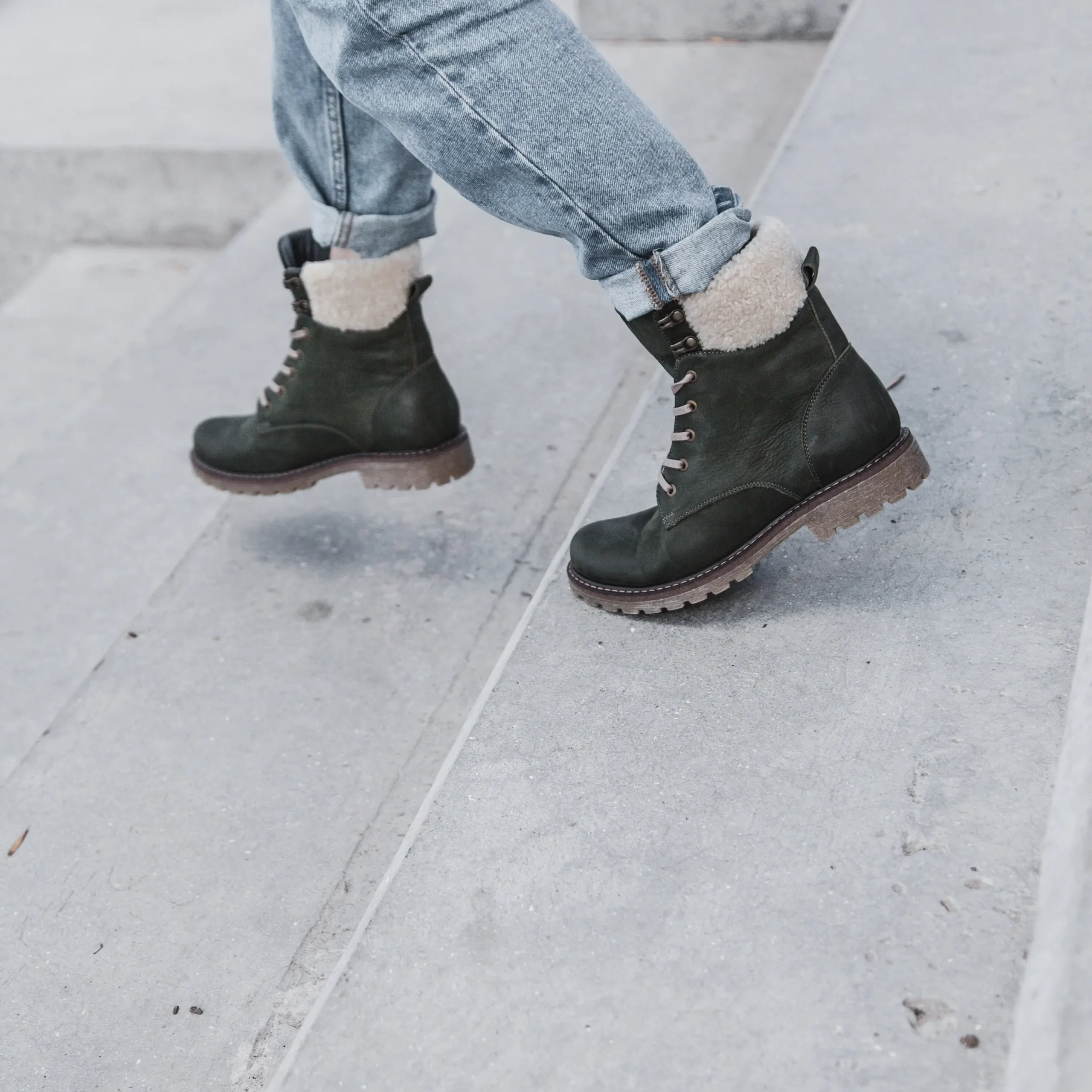 Women’s Olive Nubuck Lace-up Ankle Boots