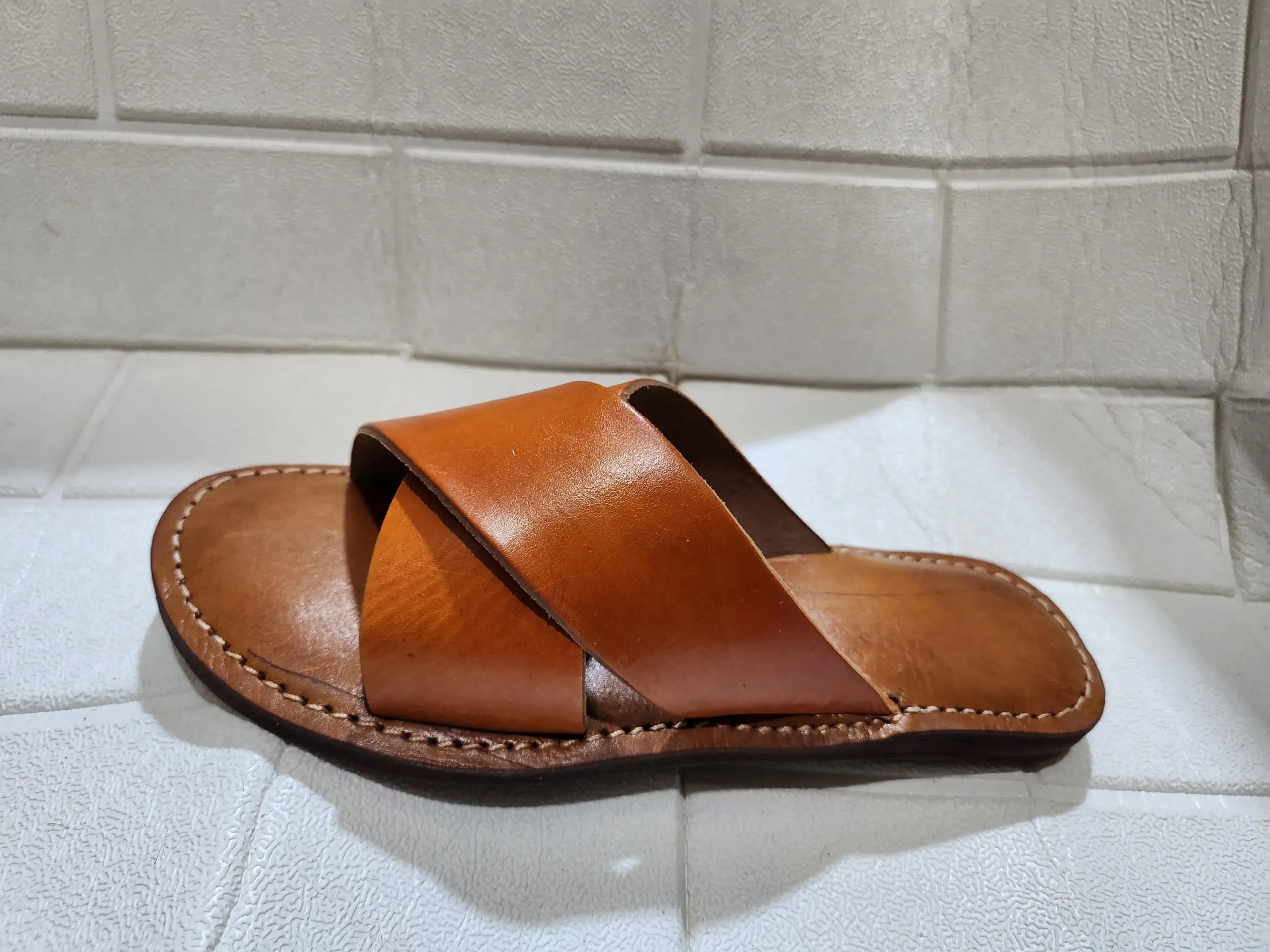 Women’s Brown Crisscross Moroccan Leather Sandals