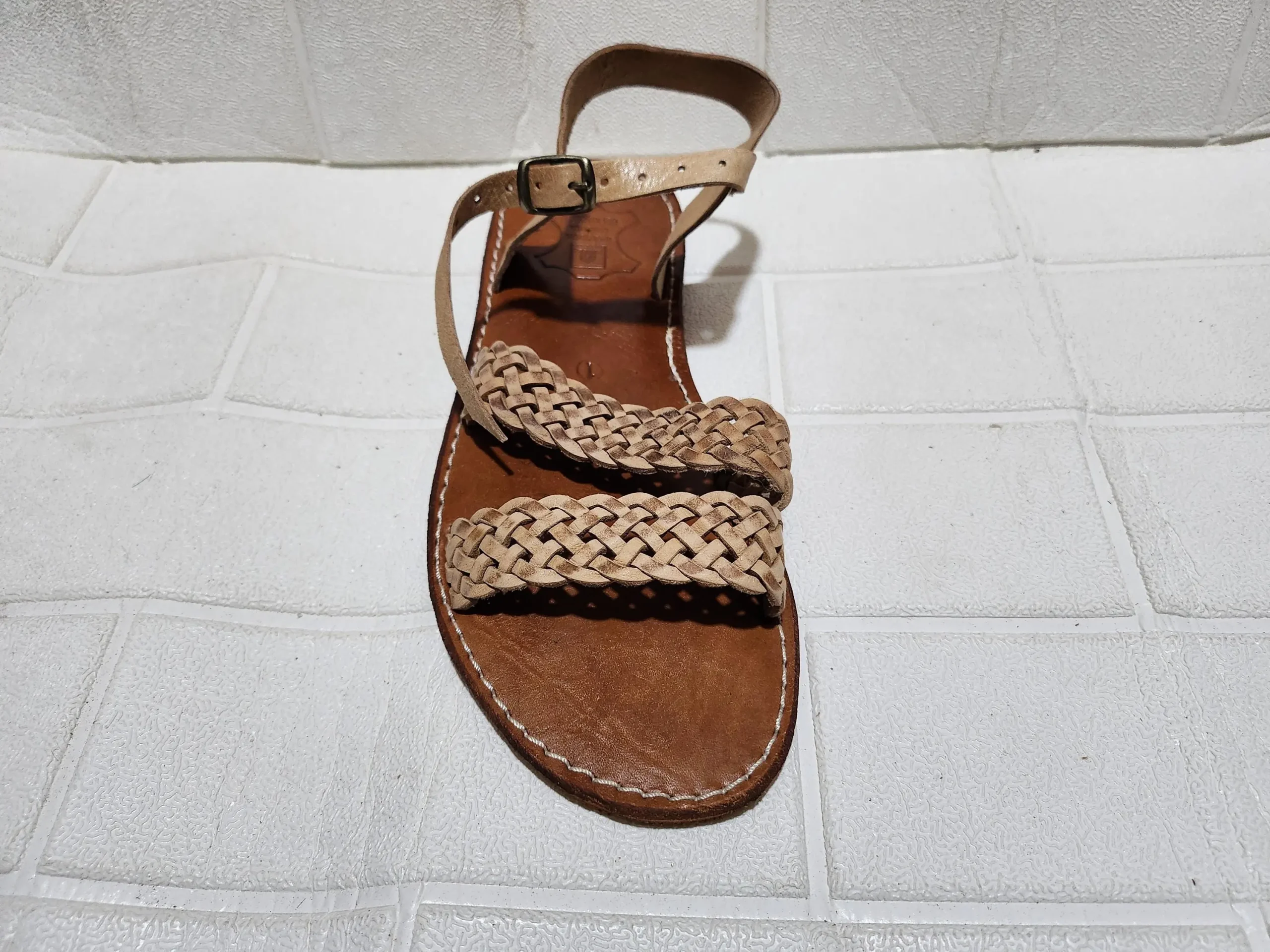 Women’s Tan Braided Moroccan Leather Sandals