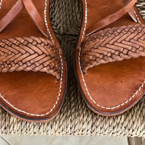 Women’s Brown Strappy Toe Loop Leather Sandals