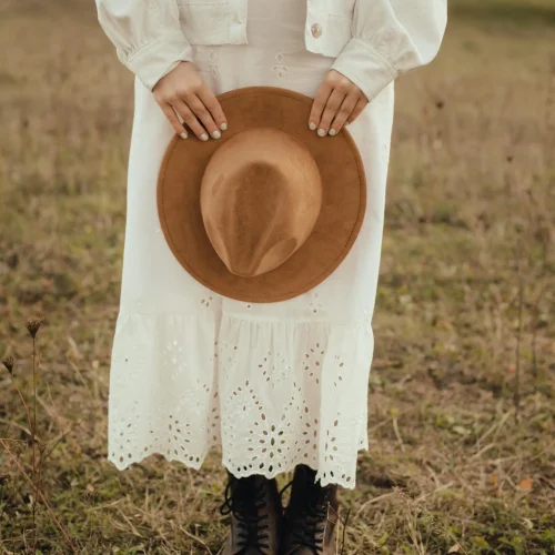 Handmade Brown Leather Boots Vintage Lace Up Fur