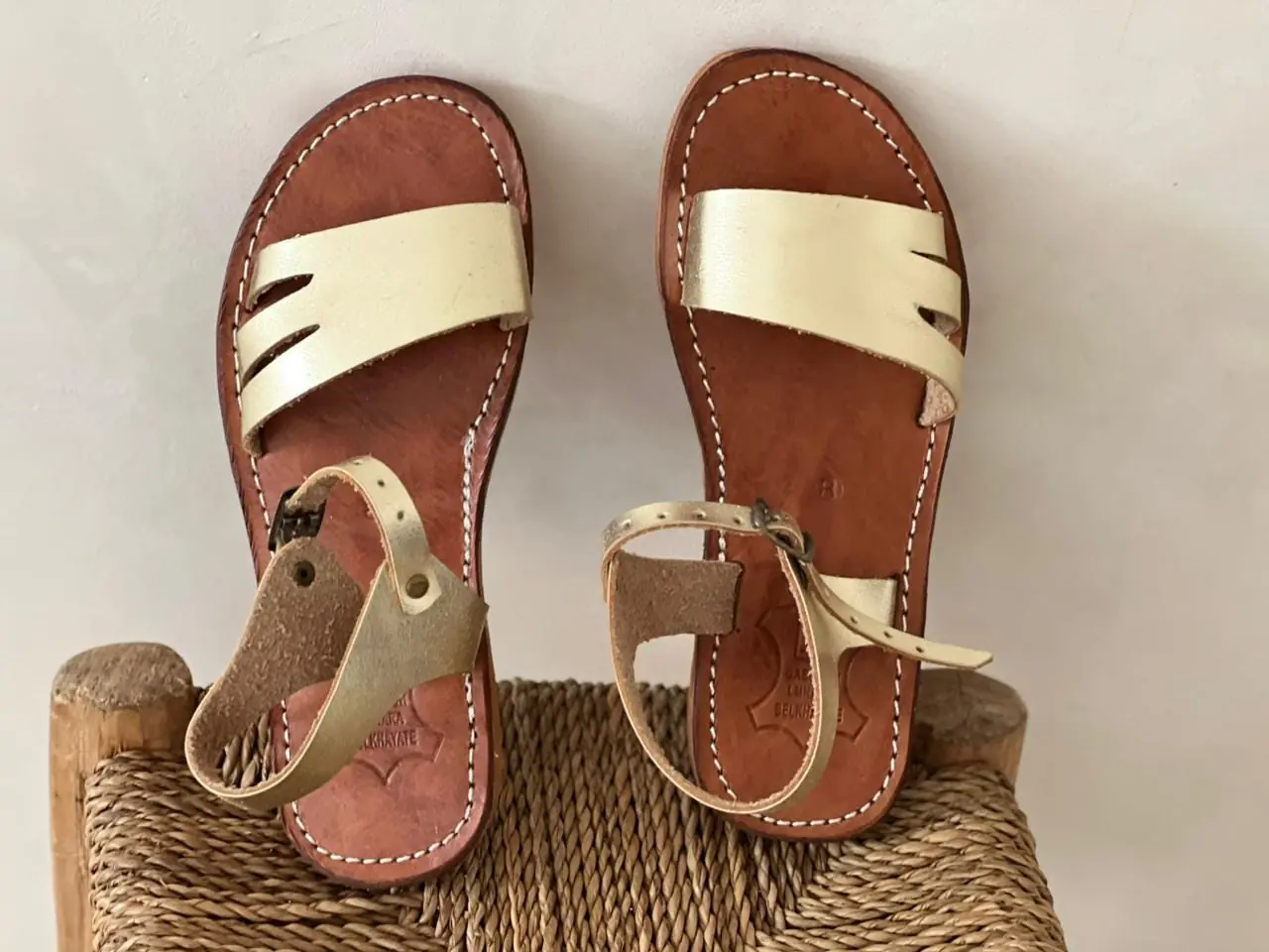 Women’s Blond Moroccan Handmade Leather Flat Sandals