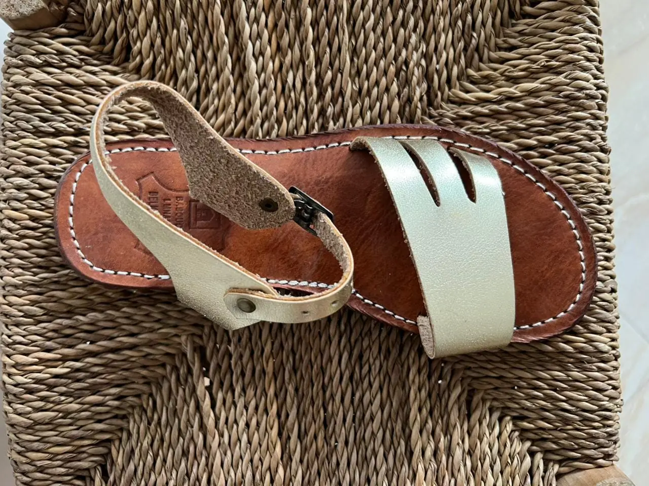 Women’s Blond Moroccan Handmade Leather Flat Sandals